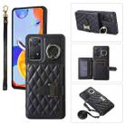 For Xiaomi Redmi Note 11 Pro 4G Horizontal Card Bag Ring Holder Phone Case with Dual Lanyard(Black) - 1