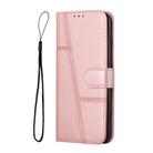 For iPhone 15 Stitching Calf Texture Buckle Leather Phone Case(Rose Gold) - 2