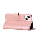 For iPhone 15 Stitching Calf Texture Buckle Leather Phone Case(Rose Gold) - 3