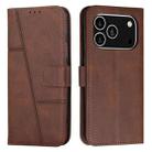 For iPhone 17 Pro Stitching Calf Texture Buckle Leather Phone Case(Brown) - 1