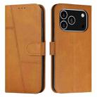 For iPhone 17 Pro Stitching Calf Texture Buckle Leather Phone Case(Yellow) - 1