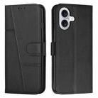 For iPhone 17 Stitching Calf Texture Buckle Leather Phone Case(Black) - 1