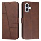 For iPhone 17 Stitching Calf Texture Buckle Leather Phone Case(Brown) - 1