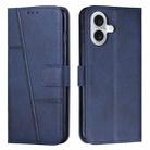For iPhone 17 Stitching Calf Texture Buckle Leather Phone Case(Blue) - 1