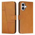 For iPhone 17 Stitching Calf Texture Buckle Leather Phone Case(Yellow) - 1