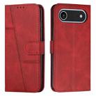 For iPhone 17 Air Stitching Calf Texture Buckle Leather Phone Case(Red) - 1