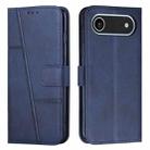 For iPhone 17 Air Stitching Calf Texture Buckle Leather Phone Case(Blue) - 1