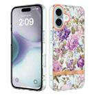 For iPhone 16 Plus Flowers and Plants Series IMD TPU Phone Case(Purple Peony) - 1