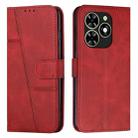 For Infinix Smart 8 Stitching Calf Texture Buckle Leather Phone Case(Red) - 1