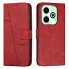 For Infinix Hot 40i Stitching Calf Texture Buckle Leather Phone Case(Red) - 1