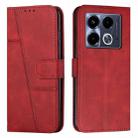 For Infinix Note 40 Stitching Calf Texture Buckle Leather Phone Case(Red) - 1