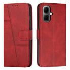 For Infinix Smart 10 4G Stitching Calf Texture Buckle Leather Phone Case(Red) - 1