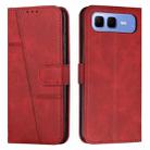 For Infinix Smart 10 Plus 4G Stitching Calf Texture Buckle Leather Phone Case(Red) - 1