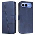 For Infinix Smart 10 Plus 4G Stitching Calf Texture Buckle Leather Phone Case(Blue) - 1
