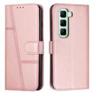For Infinix Hot 60 Pro 4G Stitching Calf Texture Buckle Leather Phone Case(Rose Gold) - 1