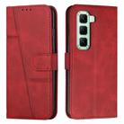 For Infinix Hot 60 Pro+ 4G Stitching Calf Texture Buckle Leather Phone Case(Red) - 1