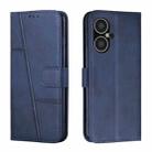 For Tecno Pova Neo 3 Stitching Calf Texture Buckle Leather Phone Case(Blue) - 1