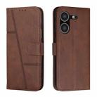 For Tecno Pova 5 4G Stitching Calf Texture Buckle Leather Phone Case(Brown) - 1