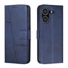 For Tecno Pova 5 4G Stitching Calf Texture Buckle Leather Phone Case(Blue) - 1