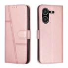 For Tecno Pova 5 4G Stitching Calf Texture Buckle Leather Phone Case(Rose Gold) - 1