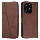 For Tecno Spark 20 Stitching Calf Texture Buckle Leather Phone Case(Brown) - 1