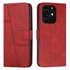 For Tecno Spark 20 Stitching Calf Texture Buckle Leather Phone Case(Red) - 1