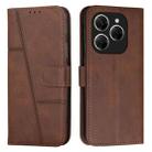 For Tecno Spark 20 Pro Stitching Calf Texture Buckle Leather Phone Case(Brown) - 1