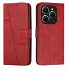 For Tecno Spark 20 Pro Stitching Calf Texture Buckle Leather Phone Case(Red) - 1