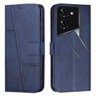 For Tecno Pova 5 Pro Stitching Calf Texture Buckle Leather Phone Case(Blue) - 1
