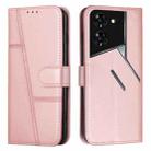 For Tecno Pova 5 Pro Stitching Calf Texture Buckle Leather Phone Case(Rose Gold) - 1