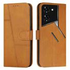 For Tecno Pova 5 Pro Stitching Calf Texture Buckle Leather Phone Case(Yellow) - 1