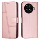 For Tecno Spark 20 Pro+ Stitching Calf Texture Buckle Leather Phone Case(Rose Gold) - 1