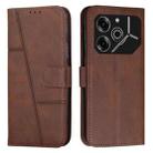 For Tecno Pova 6 Pro Stitching Calf Texture Buckle Leather Phone Case(Brown) - 1