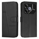 For Tecno Pova 6 Stitching Calf Texture Buckle Leather Phone Case(Black) - 1