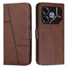 For Tecno Pova 6 Stitching Calf Texture Buckle Leather Phone Case(Brown) - 1