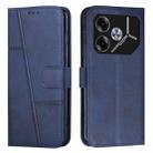 For Tecno Pova 6 Stitching Calf Texture Buckle Leather Phone Case(Blue) - 1