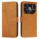 For Tecno Pova 6 Stitching Calf Texture Buckle Leather Phone Case(Yellow) - 1