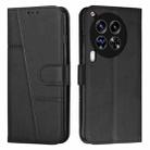 For Tecno Camon 30 4G / 5G Stitching Calf Texture Buckle Leather Phone Case(Black) - 1