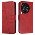 For Tecno Camon 30 4G / 5G Stitching Calf Texture Buckle Leather Phone Case(Red) - 1