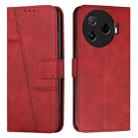 For Tecno Camon 30 Pro 5G Stitching Calf Texture Buckle Leather Phone Case(Red) - 1