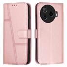 For Tecno Camon 30 Pro 5G Stitching Calf Texture Buckle Leather Phone Case(Rose Gold) - 1