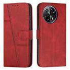 For Tecno Camon 30S Stitching Calf Texture Buckle Leather Phone Case(Red) - 1