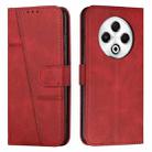 For Tecno Spark 30 4G Stitching Calf Texture Buckle Leather Phone Case(Red) - 1