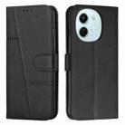 For Tecno Spark 30 5G Stitching Calf Texture Buckle Leather Phone Case(Black) - 1