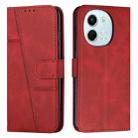 For Tecno Spark 30 5G Stitching Calf Texture Buckle Leather Phone Case(Red) - 1