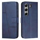 For Tecno Camon 40 4G Stitching Calf Texture Buckle Leather Phone Case(Blue) - 1
