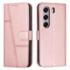 For Tecno Camon 40 4G Stitching Calf Texture Buckle Leather Phone Case(Rose Gold) - 1
