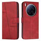 For Tecno Camon 40 Premier Stitching Calf Texture Buckle Leather Phone Case(Red) - 1