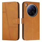 For Tecno Camon 40 Premier Stitching Calf Texture Buckle Leather Phone Case(Yellow) - 1