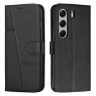 For Tecno Camon 40 Pro 5G Stitching Calf Texture Buckle Leather Phone Case(Black) - 1